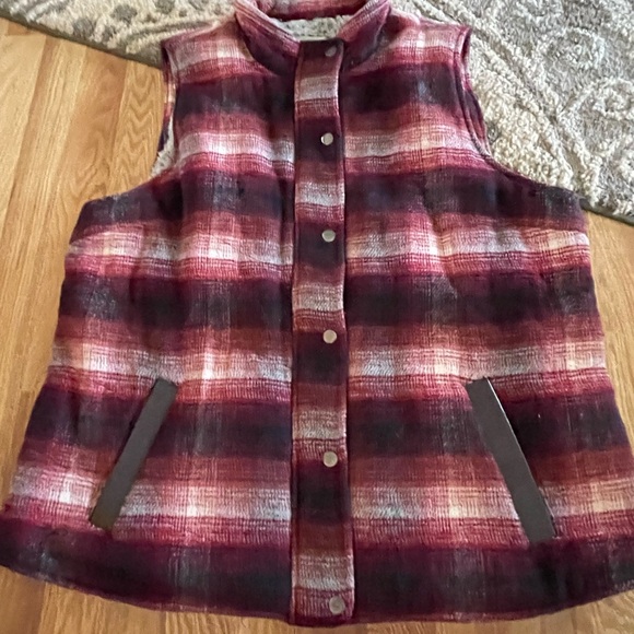 Christopher & Banks Jackets & Blazers - Red and black plaid vest X-Large
